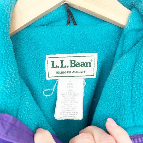 Vintage LL Bean Purple Warm Up Jacket Sz XL Kids - Picture 3 of 4